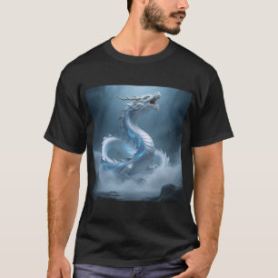 Chinese Witte Blauwe Draak Kunst Fantasie Ontwerp  T-shirt