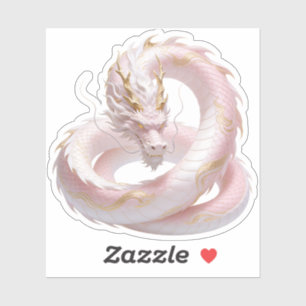 Chinese Witte Gouden Draak Fantasie Ontwerp Met  Sticker