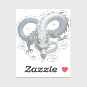 Chinese Witte Gouden Draak Kunst Fantasie Ontwerp  Sticker