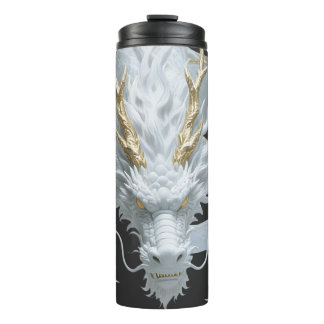 Chinese Witte Gouden Draak Kunst Fantasie Ontwerp Thermosbeker