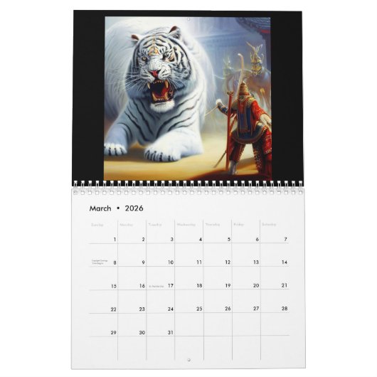 Chinese witte tijger #1 kalender (Mar 2026)