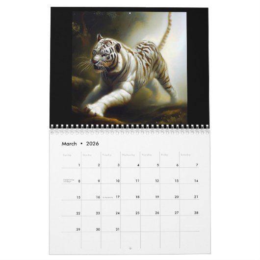 Chinese witte tijger #3 kalender (Mar 2026)