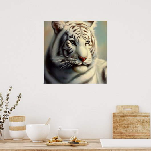 Chinese witte tijger (4) poster (Keuken)