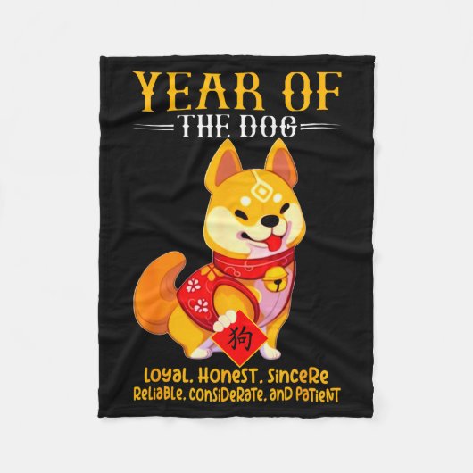 Chinese Year Of The Dog Zodiac Sign Happy Lunar Ne Fleece Deken (Voorkant)