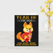 Chinese Year Of The Dog Zodiac Sign Happy Lunar Ne Kaart (Gele Bloem)