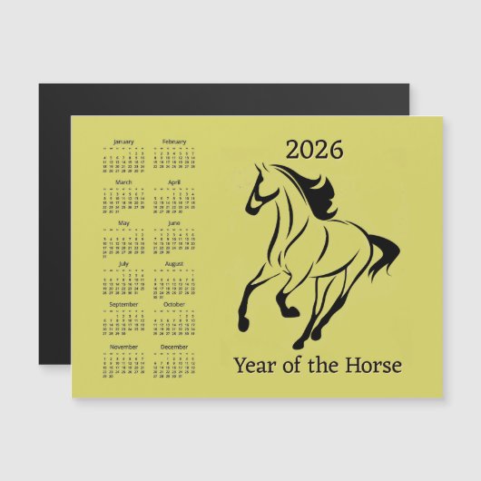 Chinese Year of the Horse Calendar Magnetic Card (Voorkant / Achterkant)