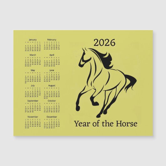 Chinese Year of the Horse Calendar Magnetic Card (Voorkant)