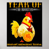 Chinese Year Of The Rooster Zodiac Sign Happy Luna Poster (Voorkant)