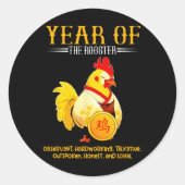 Chinese Year Of The Rooster Zodiac Sign Happy Luna Ronde Sticker (Voorkant)