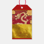 Chinese Yellow Dragon Nieuwjaar gepersonaliseerd Cadeaulabel (Achterkant)