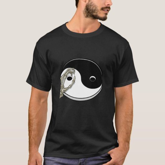 Chinese Yin and Yang Skeleton Hand Tai Chi Yoga Na T-shirt (Voorkant)