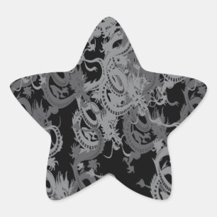 Chinese Ying Yang Dragon Ster Sticker