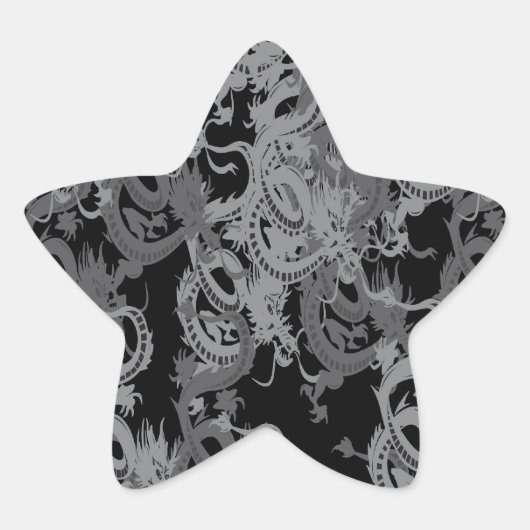 Chinese Ying Yang Dragon Ster Sticker (Voorkant)