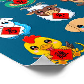Chinese Zodiac Animal Signs Lunar New Year  Poster (Hoek)