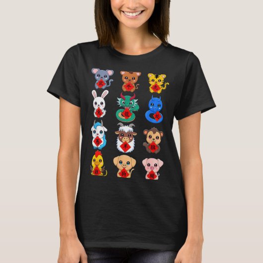 Chinese Zodiac Animal Signs Lunar New Year  T-shirt (Voorkant)