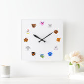 Chinese Zodiac Animals Vierkante Klok (Huis)