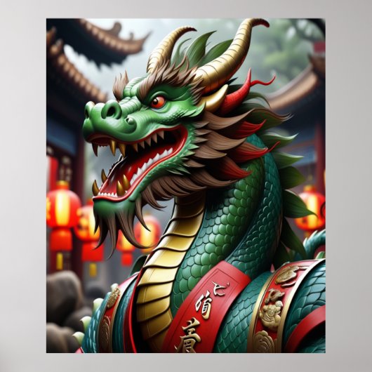Chinese Zodiac Art Jaar van de Draak Realistisch 2 Poster (Voorkant)