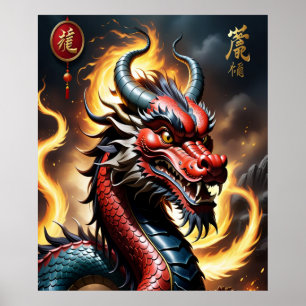 Chinese Zodiac Art Jaar van de Draak Realistisch Poster