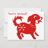 CHINESE ZODIAC DOG PAPERCUT ILLUSTRATIE KAART (Voorkant)