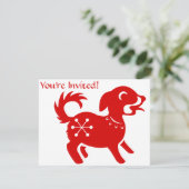 CHINESE ZODIAC DOG PAPERCUT ILLUSTRATIE KAART (Staand voorkant)