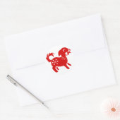 CHINESE ZODIAC DOG PAPERCUT ILLUSTRATIE RONDE STICKER (Envelop)