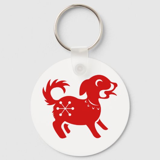 CHINESE ZODIAC DOG PAPERCUT ILLUSTRATIE SLEUTELHANGER (Voorkant)