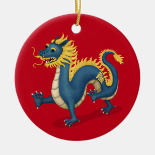 Chinese Zodiac Dragon Astrologie teken Rood Keramisch Ornament