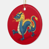 Chinese Zodiac Dragon Astrologie teken Rood Keramisch Ornament (Links)