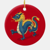 Chinese Zodiac Dragon Astrologie teken Rood Keramisch Ornament (Achterkant)