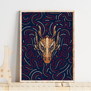 Chinese Zodiac Dragon   Digitale Zodiac-afdrukken Poster
