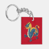 Chinese Zodiac Dragon Leuke Astrologie Teken Rood Sleutelhanger (Voorkant Links)