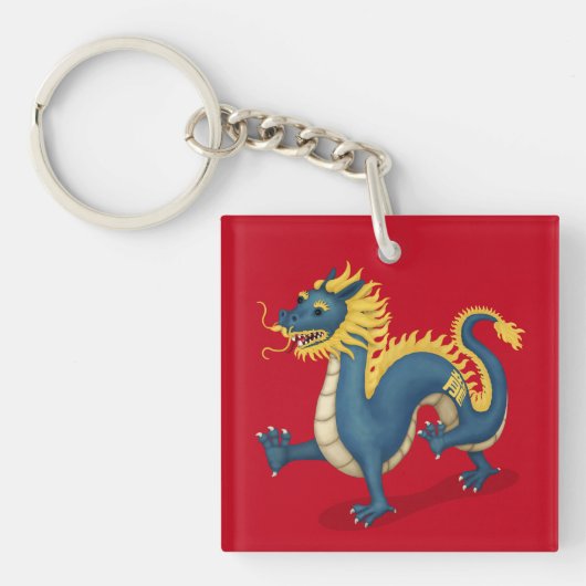 Chinese Zodiac Dragon Leuke Astrologie Teken Rood Sleutelhanger (Voorkant)