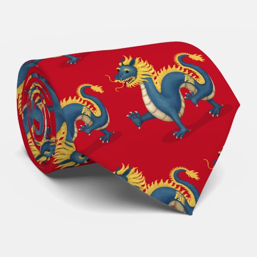 Chinese Zodiac Dragon Leuke Astrologie Teken Rood Stropdas (Opgerold)