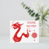 CHINESE ZODIAC DRAGON PAPERCUT ILLUSTRATION KAART (Staand voorkant)