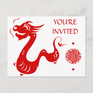 CHINESE ZODIAC DRAGON PAPERCUT ILLUSTRATION KAART