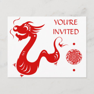 CHINESE ZODIAC DRAGON PAPERCUT ILLUSTRATION KAART