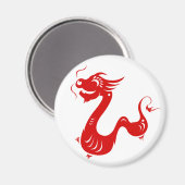 CHINESE ZODIAC DRAGON PAPERCUT ILLUSTRATION MAGNEET (Voorkant / Achterkant)