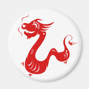 CHINESE ZODIAC DRAGON PAPERCUT ILLUSTRATION MAGNEET