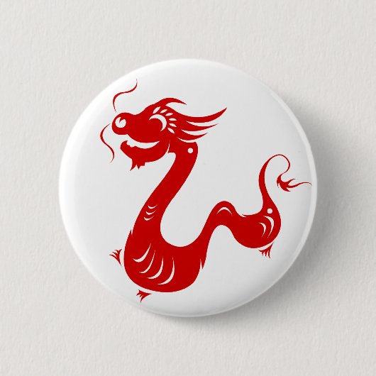 CHINESE ZODIAC DRAGON PAPERCUT ILLUSTRATION RONDE BUTTON 5,7 CM (Voorkant)