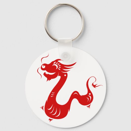 CHINESE ZODIAC DRAGON PAPERCUT ILLUSTRATION SLEUTELHANGER (Voorkant)