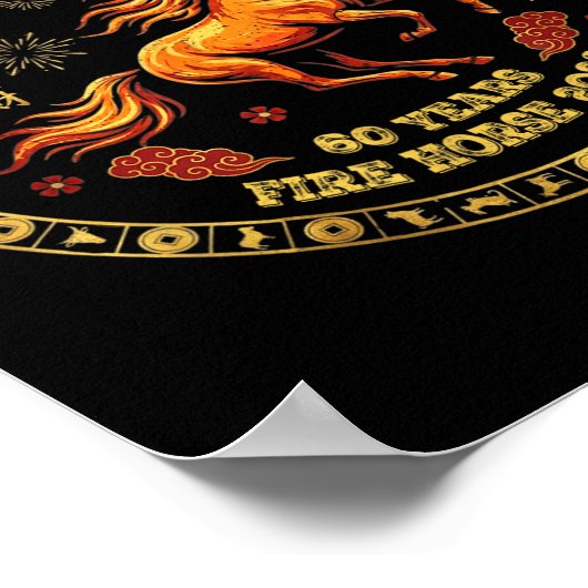 Chinese Zodiac Fire Horse 2026 -legend Since 1966  Poster (Hoek)