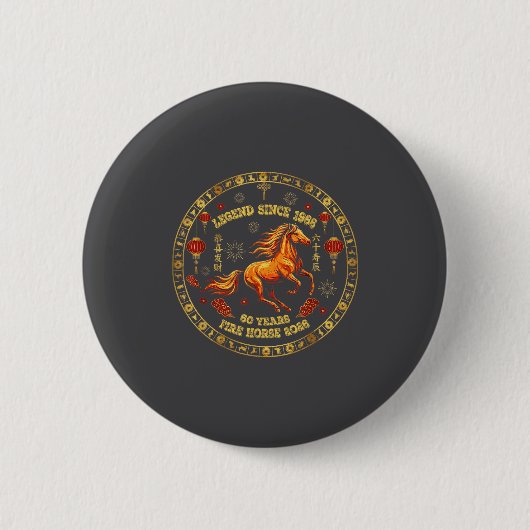 Chinese Zodiac Fire Horse 2026 -legend Since 1966  Ronde Button 5,7 Cm (Voorkant)