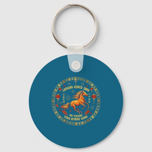 Chinese Zodiac Fire Horse 2026 -legend Since 1966 Sleutelhanger (Voorkant)