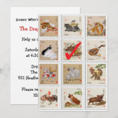 Chinese Zodiac Fun Birthday Party Invitation Kaart (Voorkant / Achterkant)