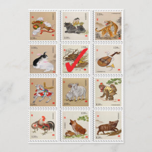 Chinese Zodiac Fun Birthday Party Invitation Kaart