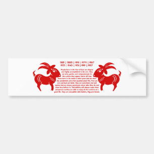 CHINESE ZODIAC GOAT PAPERCUT ILLUSTRATIE BUMPERSTICKER
