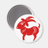 CHINESE ZODIAC GOAT PAPERCUT ILLUSTRATIE MAGNEET (Voorkant / Achterkant)