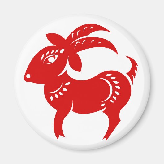 CHINESE ZODIAC GOAT PAPERCUT ILLUSTRATIE MAGNEET (Voorkant)