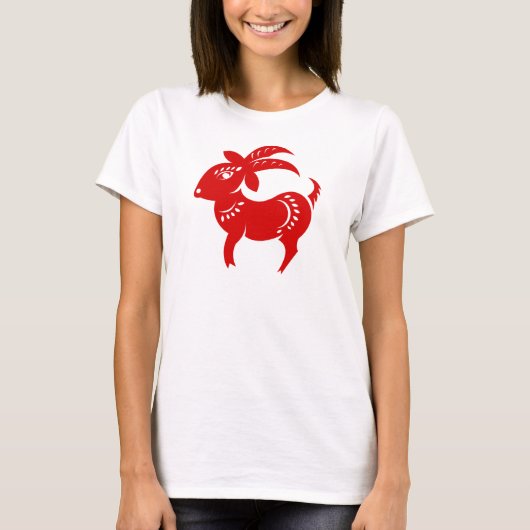 CHINESE ZODIAC GOAT PAPERCUT ILLUSTRATIE T-SHIRT (Voorkant)