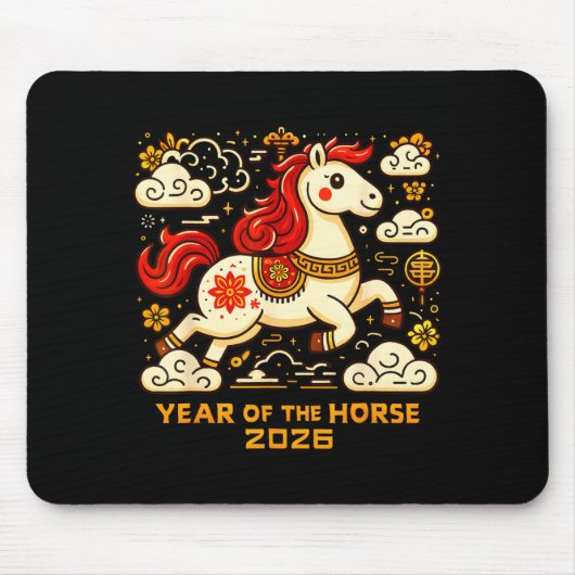 Chinese Zodiac Horse 2026 Lunar New Year Art Gift  Muismat (Voorkant)